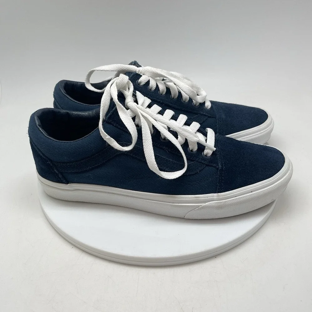 Vans Old Skool‎ Mens 9 Blue Athletic Skate Walking Canvas Shoes Sneakers 721454